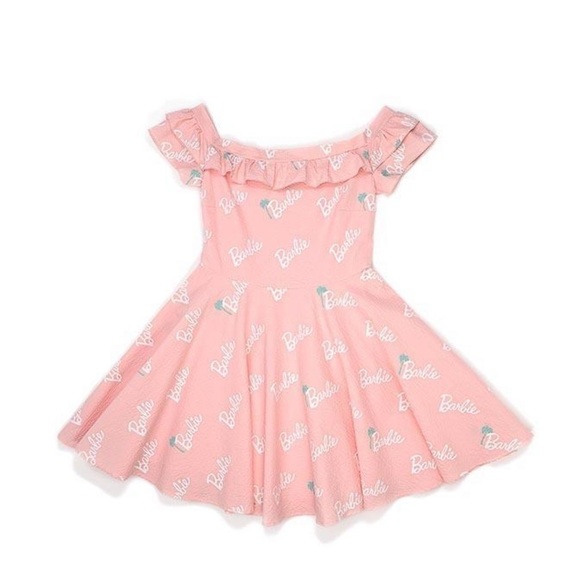 Loungefly Stitch Shoppe X Barbie Palm Tree Logo Lizzy Date Night Pink Dress - Picture 1 of 14